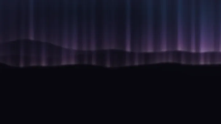 Aurora: curtains of violet light hanging over a dark horizon.